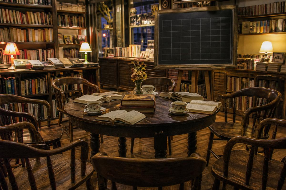 Books arranged on a table at Sfilztalpi Book Room